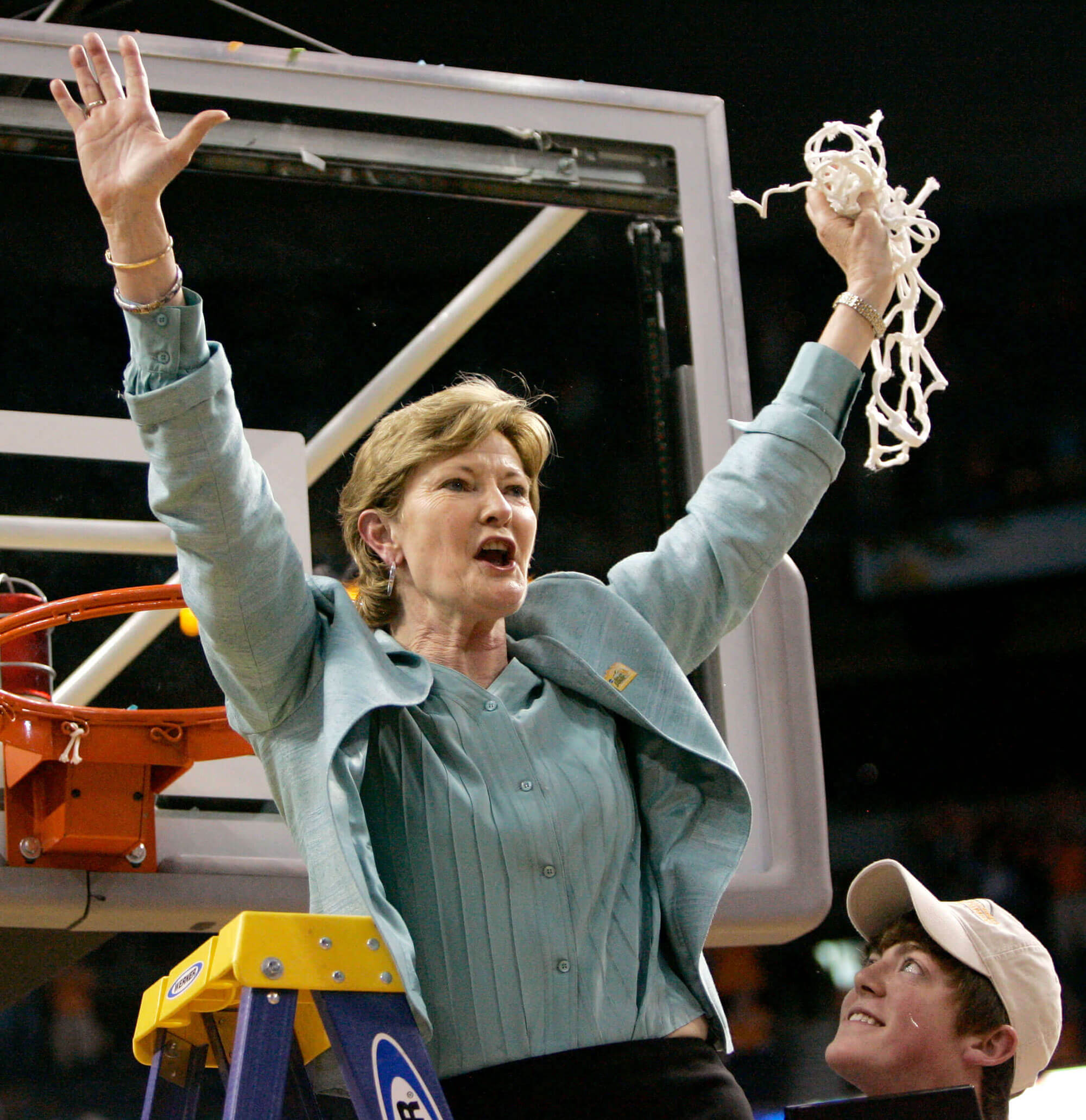 picture of Pat Summitt after a 2008 win against Stanford