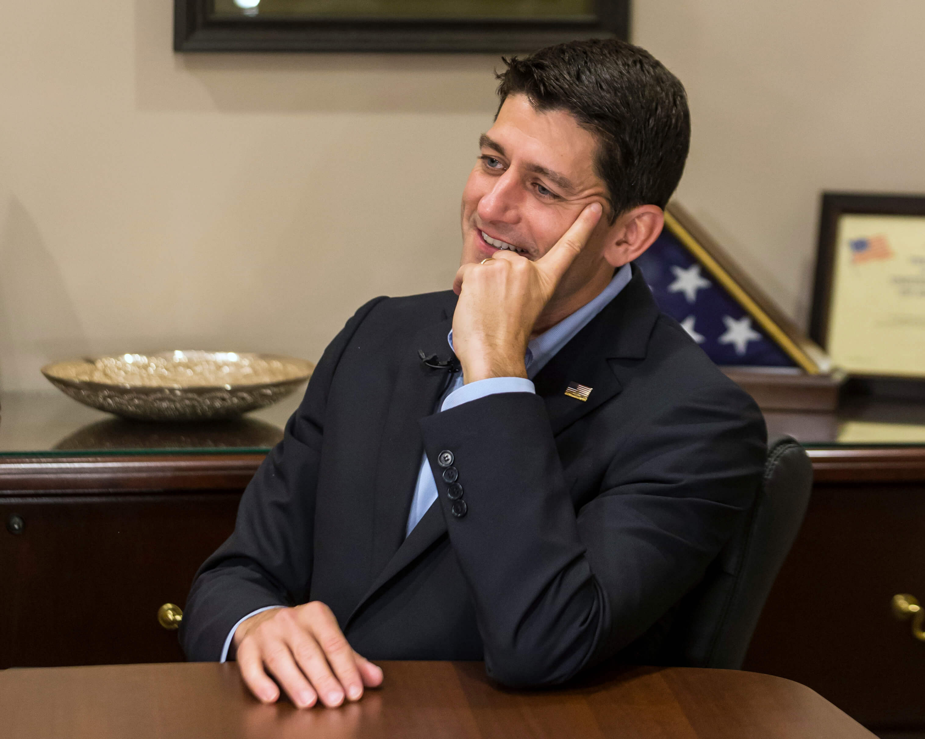 image of Paul Ryan during interview with AP endorsing Trump