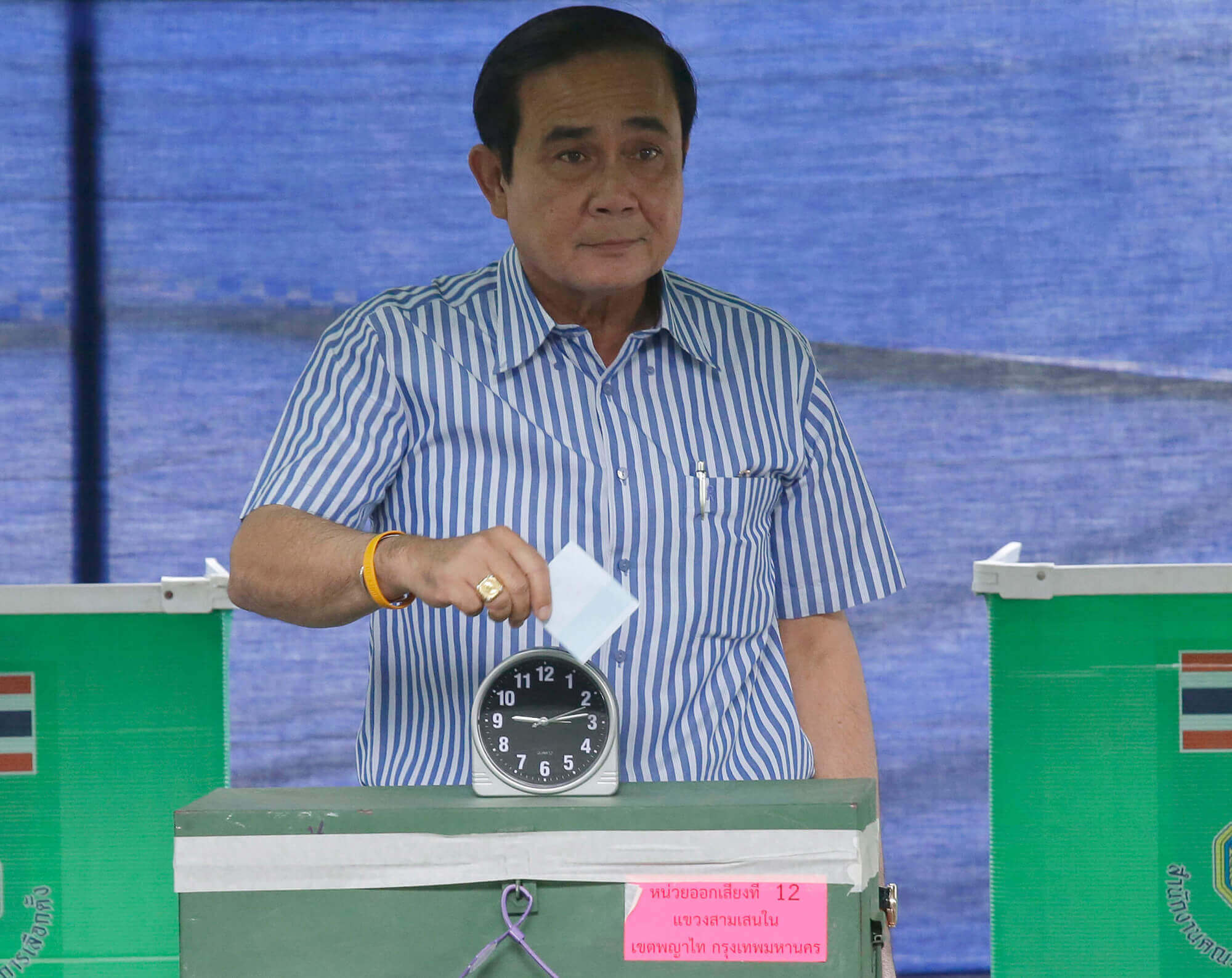 Image of Thailand's Prime Minister Prayuth Chan-ocha casting his vote