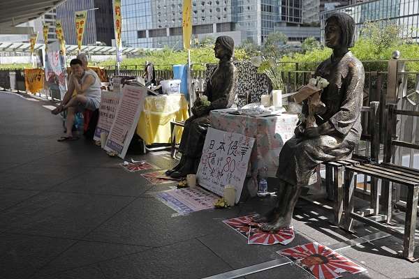 A Statue Honors Victims Outside Japanese Consulate in Hong Kong