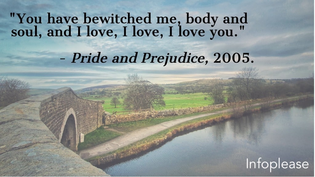 Pride and Prejudice quote over English countryside