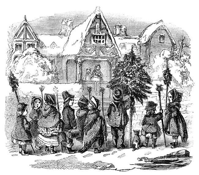 Illustration of a Victorian Christmas Celebration
