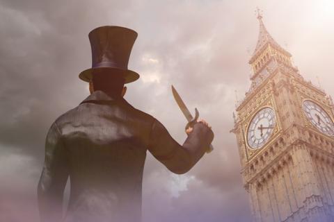 Jack the Ripper looks up at Big Ben