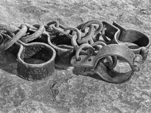 Detailed shackles shaded in black and white