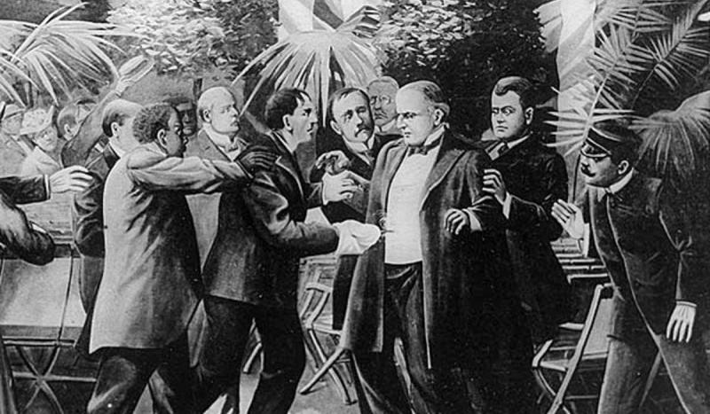 President William McKinley was shot by anarchist Leon Czolgosz at the Pan American Exposition in Buf