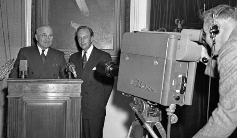In the first televised White House address, President Truman urged Americans to refrain from eating 