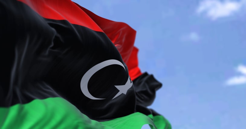 Detail of the national flag of Libya