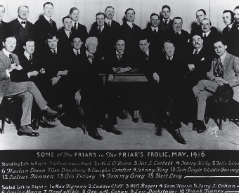 Photo of early Friars Club membership; this fraternal organization was one model for many later industry unions. (The Friars Club.)