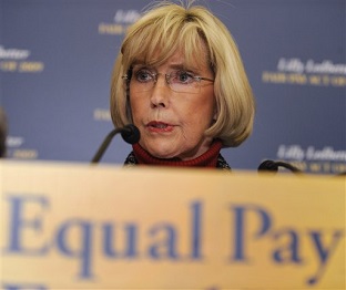 lily ledbetter speaking at a news conference about the wage gap
