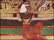 Wall painting depicting the Ancient Egyptian Godess Isis