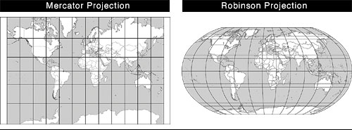 Mercator and Robinson Projections