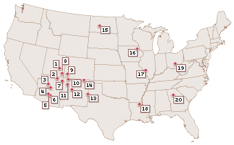 Mapped Locations of American Indian Archaeological Sites