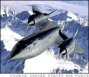 SR-71 Over Snow Capped Mountains