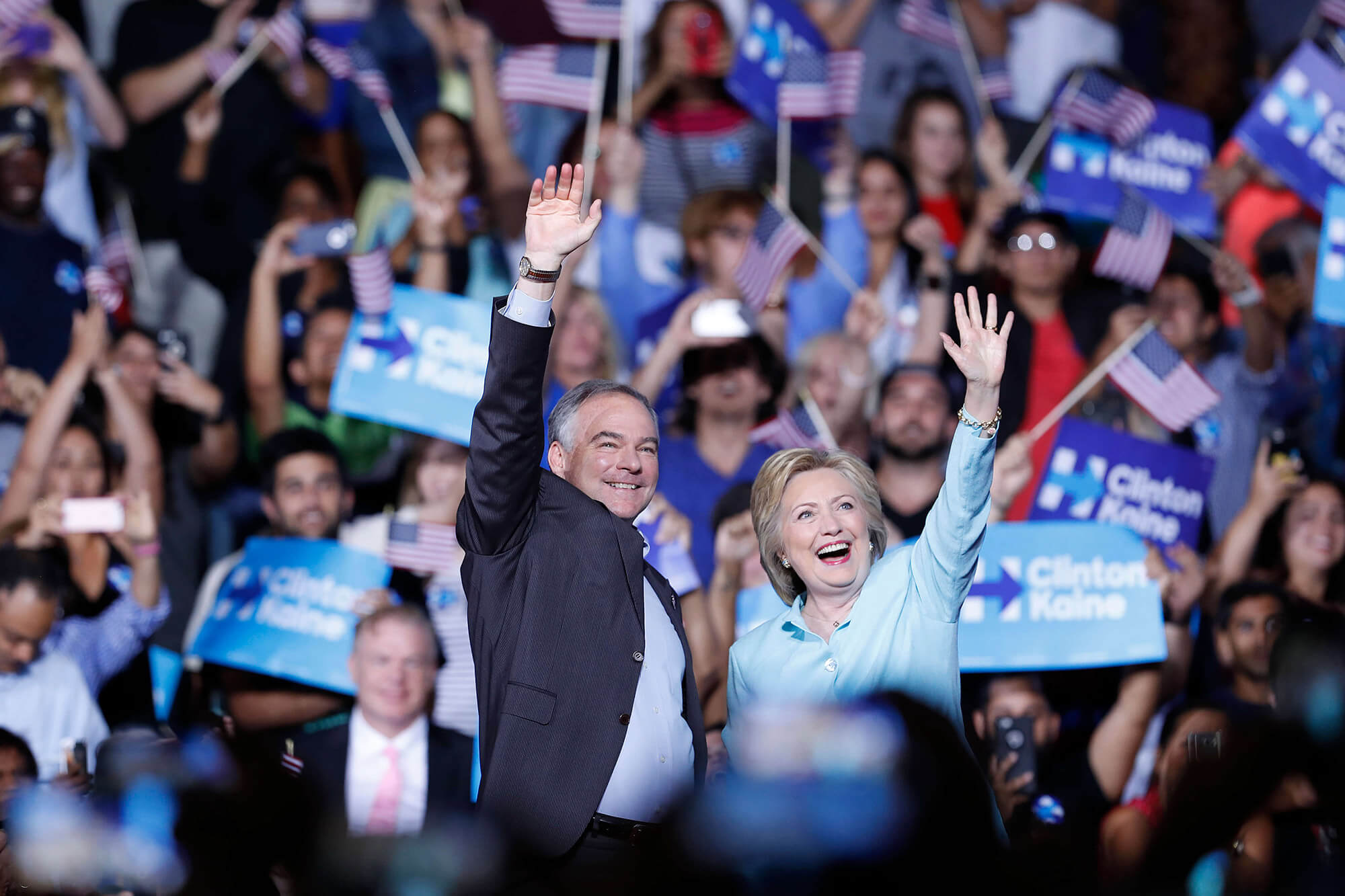 Image of Hillary Clinton and Tim Kaine together