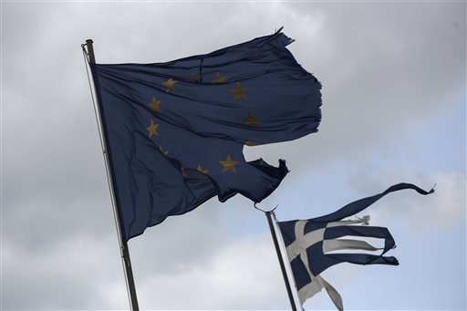 Greece flags tattered