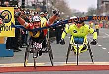 Louise Sauvage wins the 1998 Boston Marathon