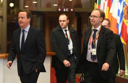 Image of British Prime Minister David Cameron and Britain's permanent representative to European Union Ivan Rogers