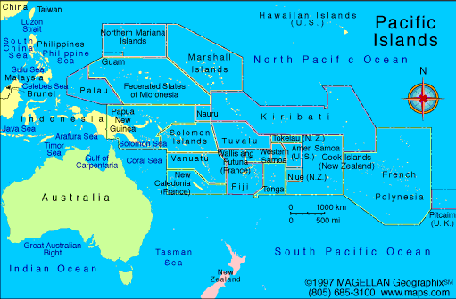 Map of Pacific Islands and Australia