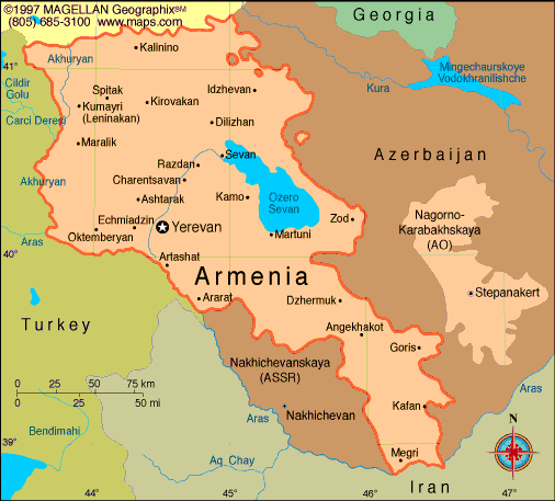 Large detailed tourist map of Armenia, Armenia, Asia, Mapsland