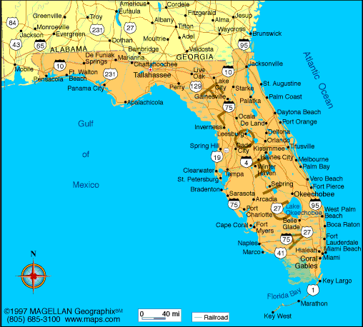 Debilidad raqueta Cinco Florida Map: Regions, Geography, Facts & Figures | Infoplease