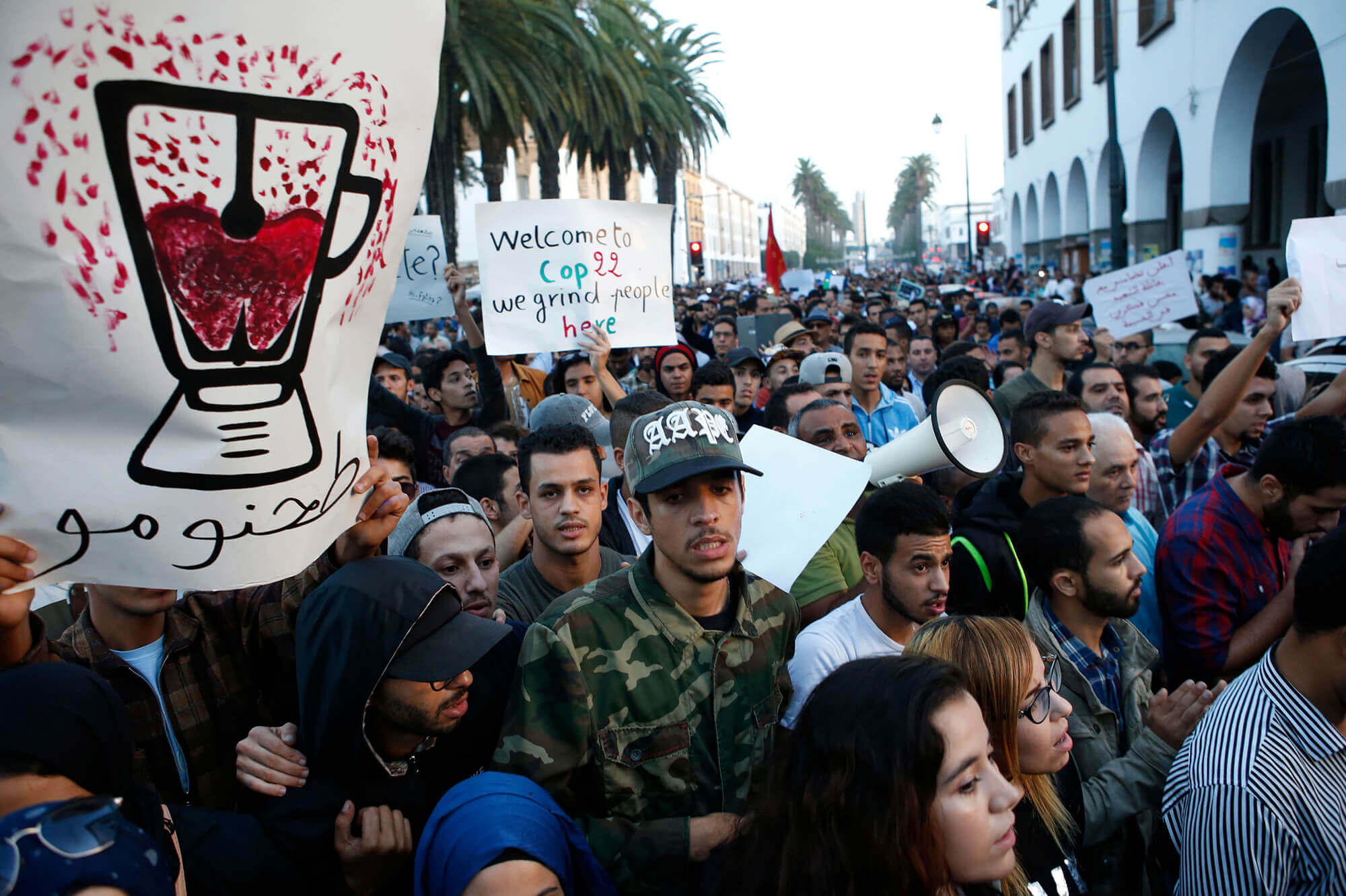 Image of protesters in Morocco
