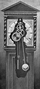 illustration of the workings of a pendulum clock