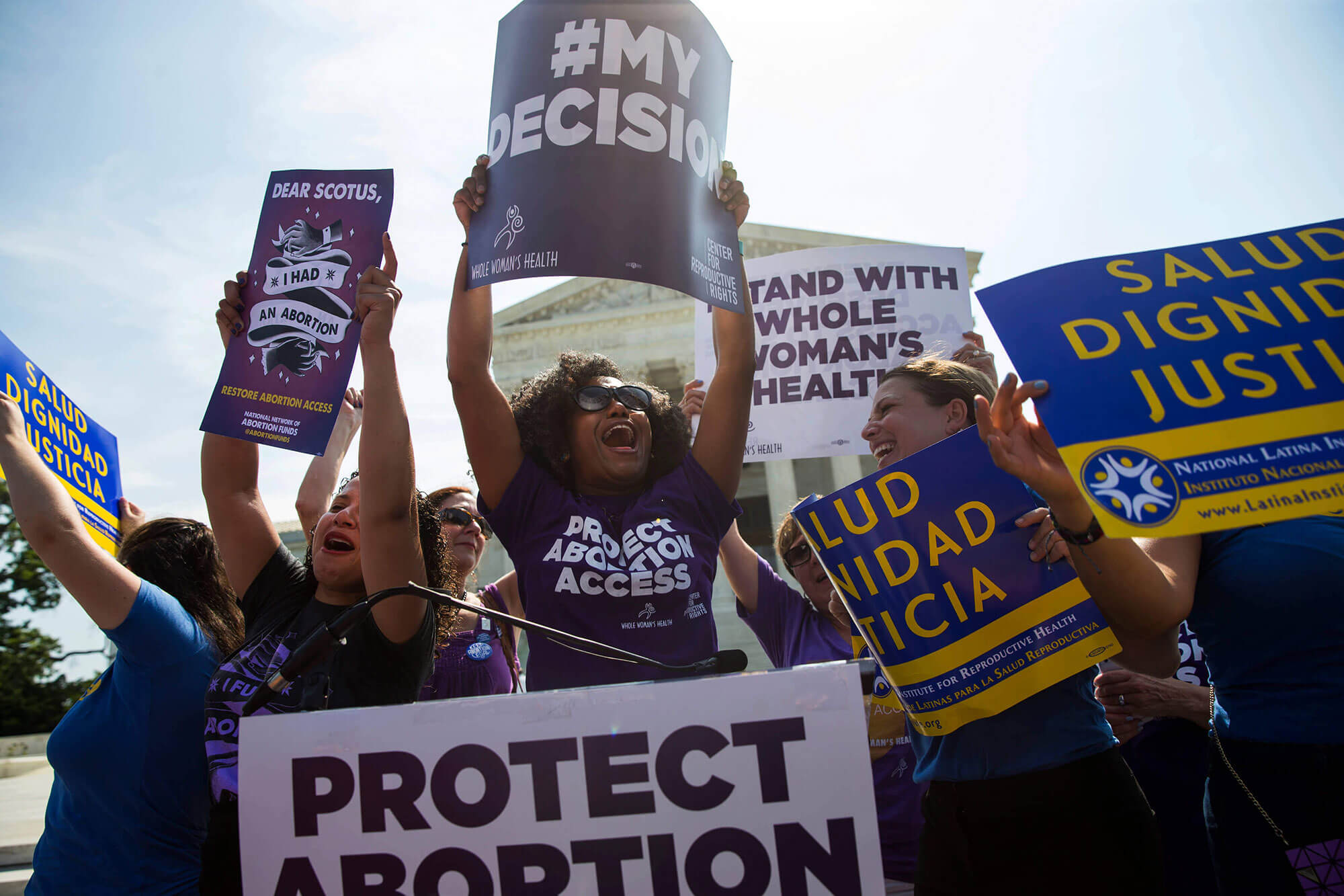 Pro-choice protesters outside of the Supreme Court on June 27