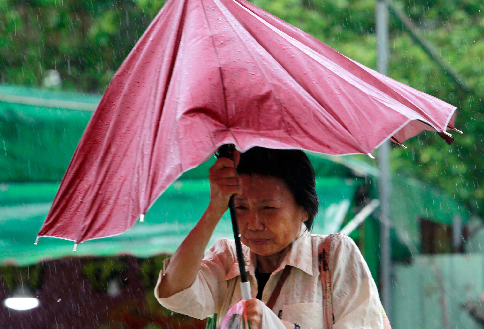 Image of woman in Taiwan with umbrella