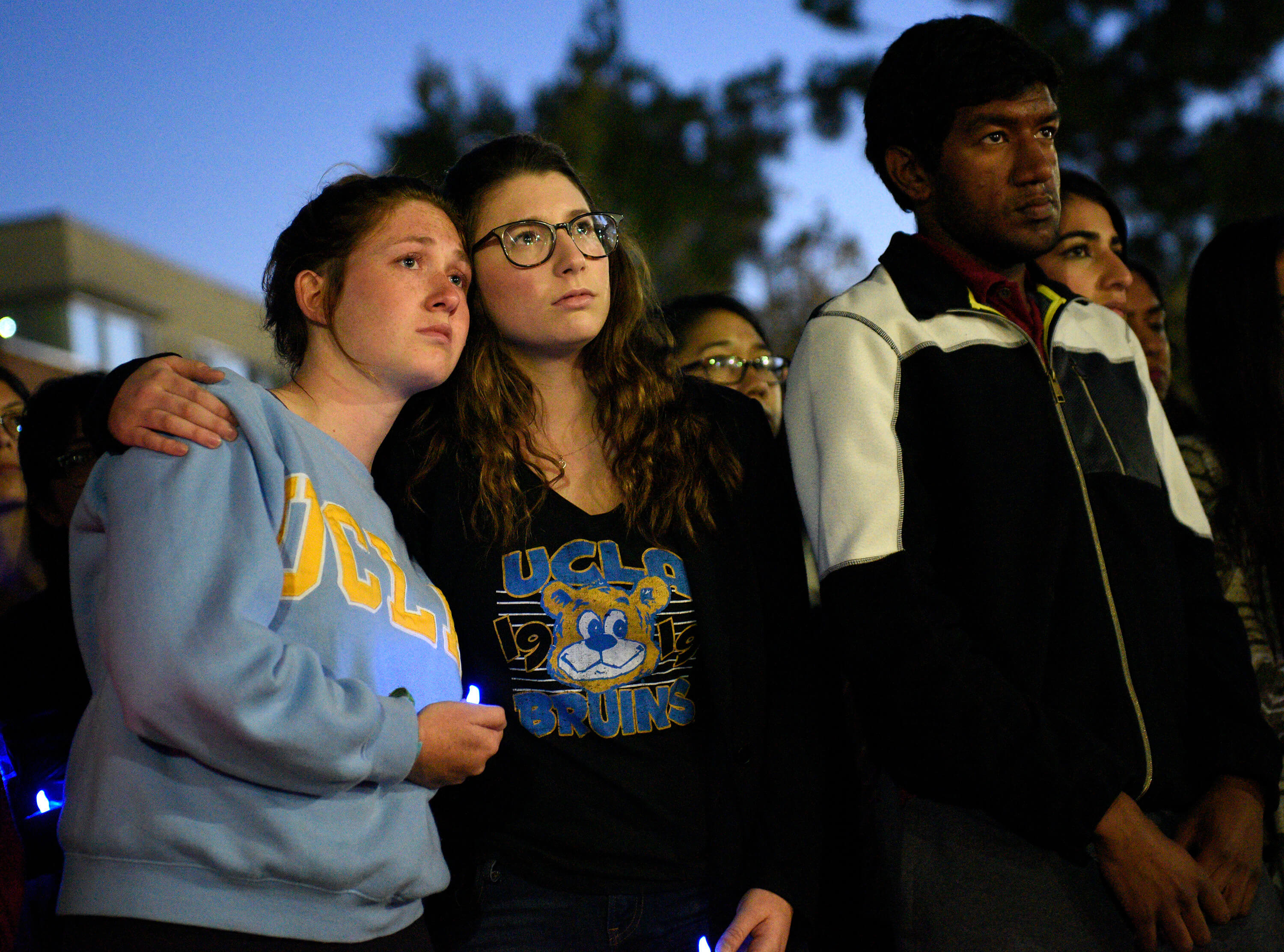 Image of students at the UCLA vigil for professor William Klug