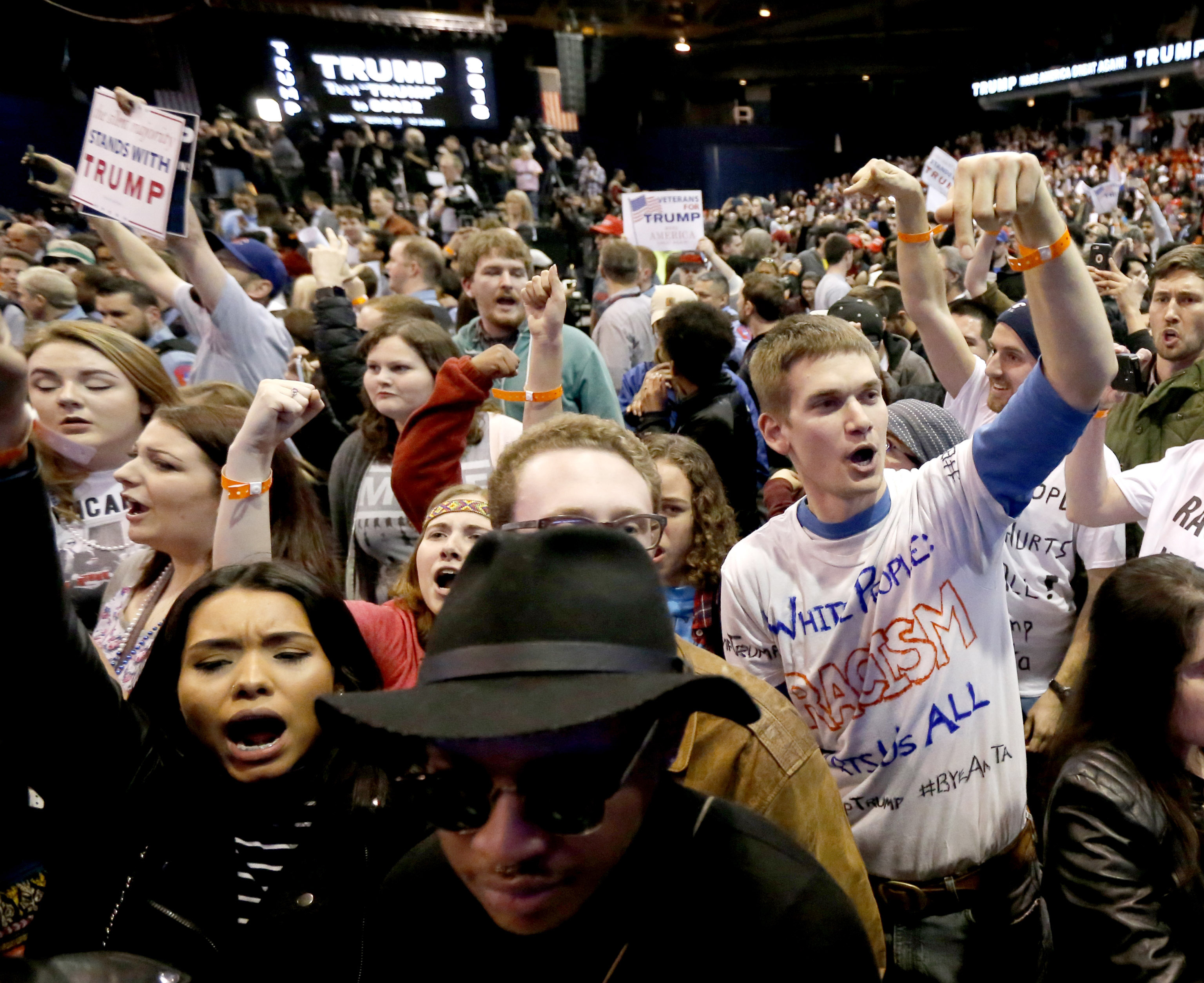 protesters gather as Trump rally is canceled in Chicago