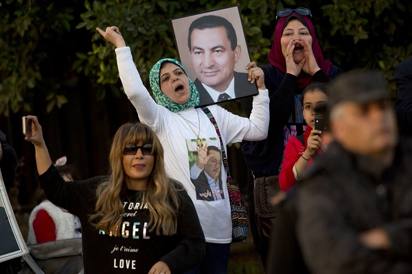 Supporters Celebrate Outside of Mubarak's Hospital