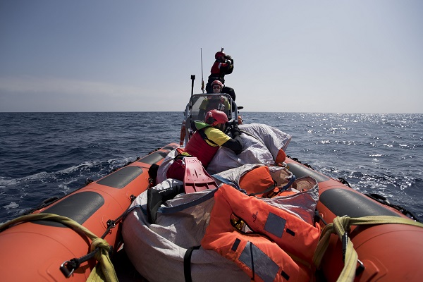 The Libyan Coast Guard Rescues Sinking Refugees