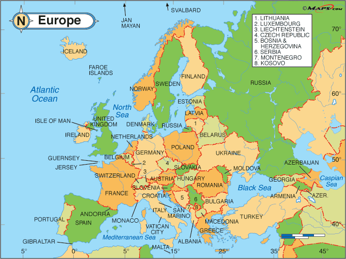 Mapa da Europa  Europe map, World map with countries, Map