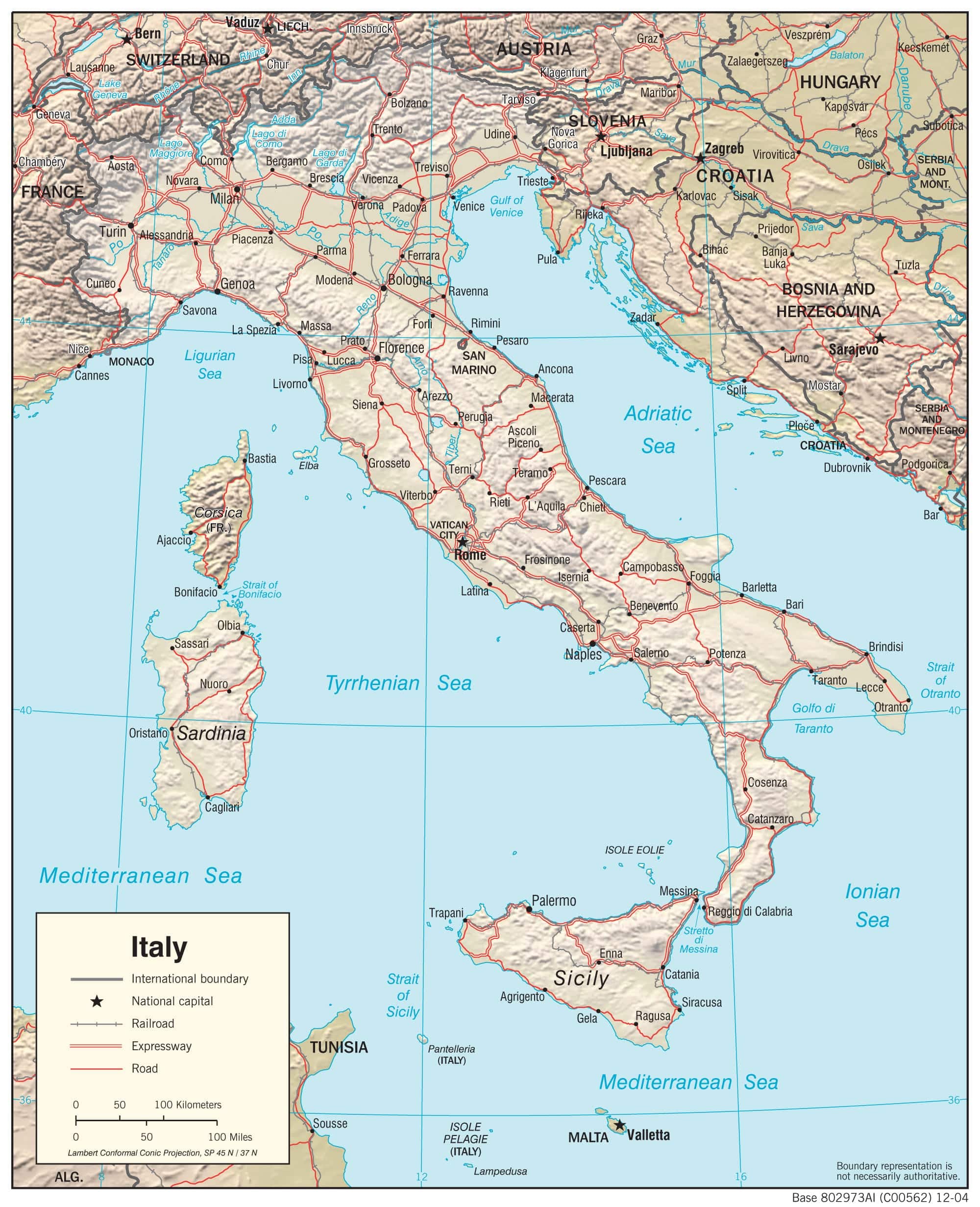 CIA Italy physiography map