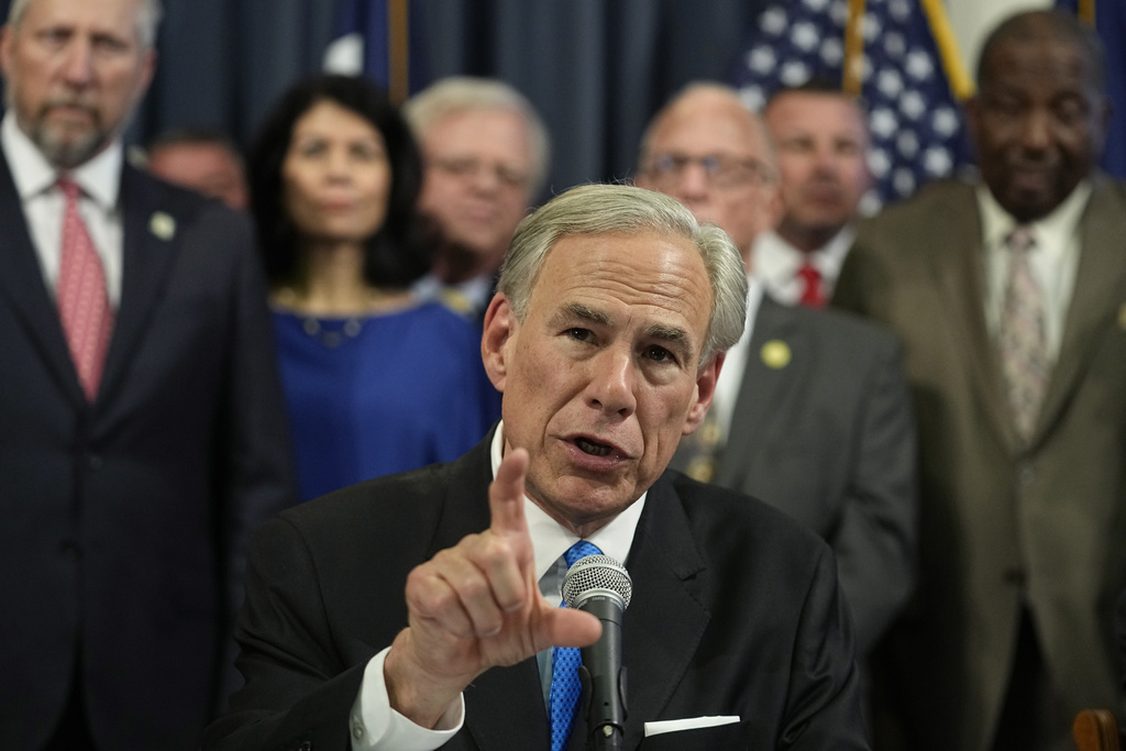 Texas Gov. Greg Abbott speaks after signing one of several Public Safety bills at the Texas Capitol in Austin, Texas, Tuesday, June 6, 2023. 