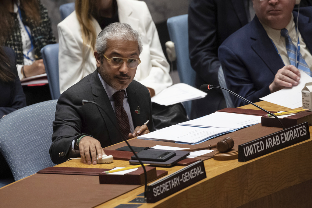 Ambassador and Deputy Permanent Representative of the United Arab Emirates to the United Nations and current Security Council President Mohamed Abushahab speaks during a Security Council meeting at United Nations headquarters, Tuesday, June 6, 2023