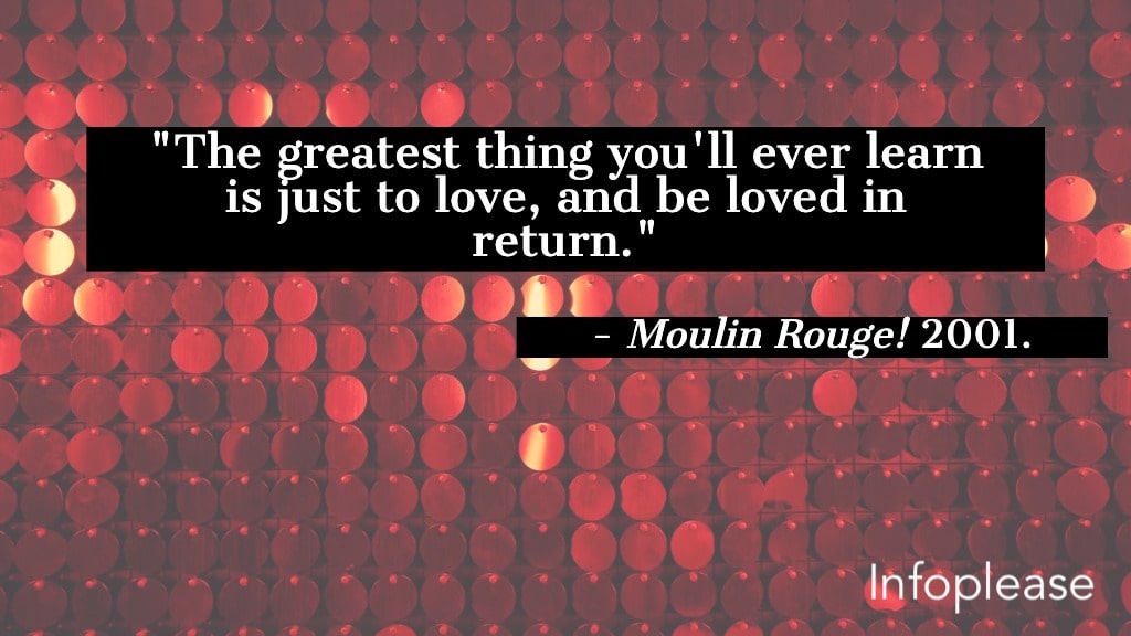 Moulin Rouge quote over red sequins