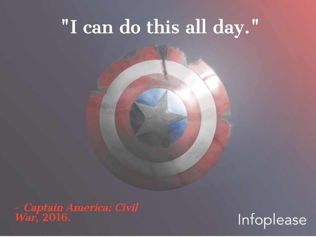 Avengers quote over Captain America shield