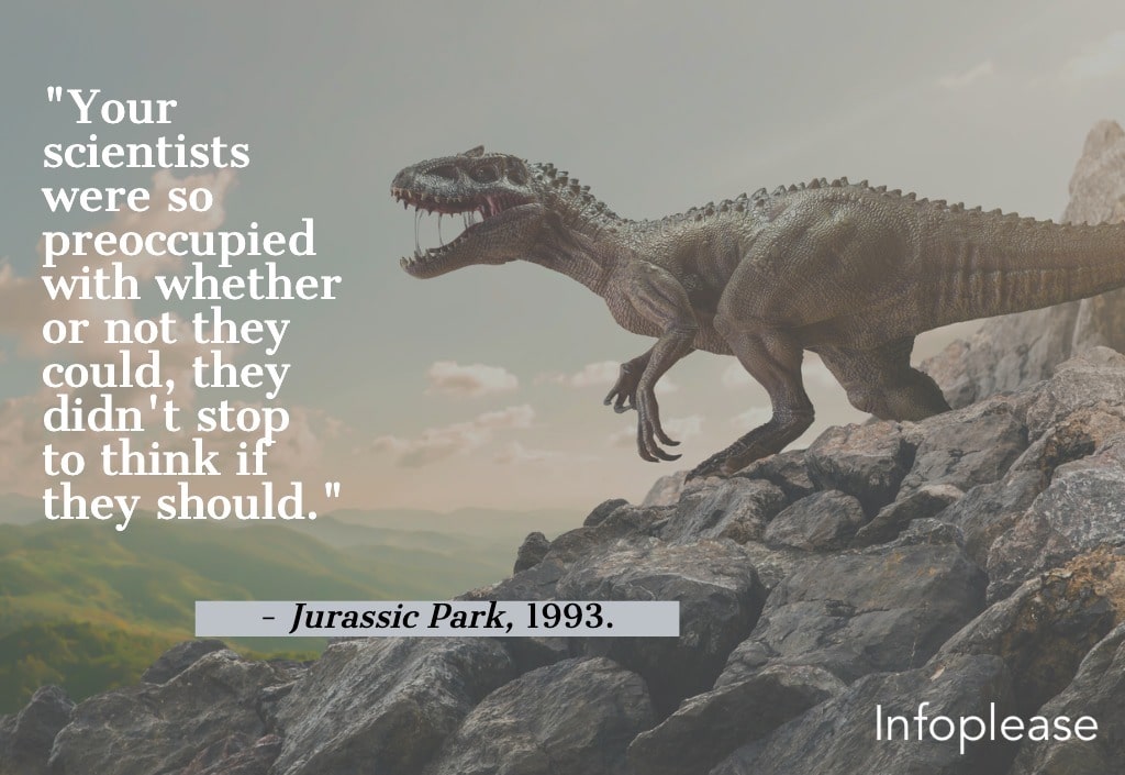 Jurassic Park quote over t-rex roaring