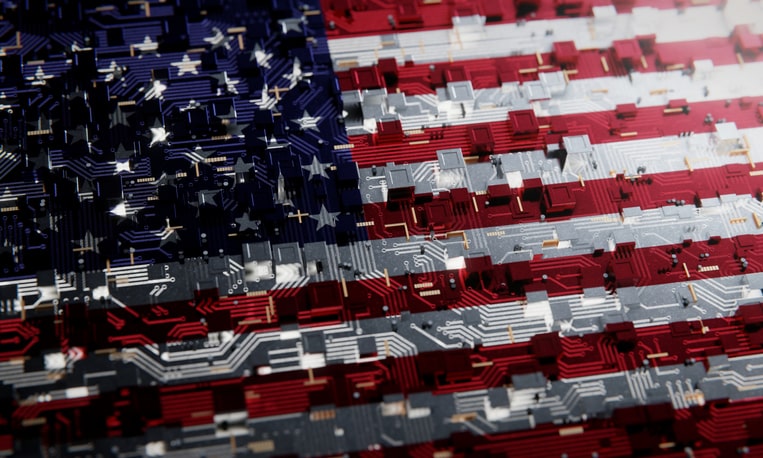 US flag pixelated