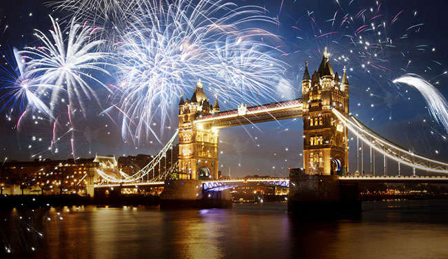 New Year's fireworks in London