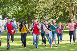 College students participating in scavenger hunt