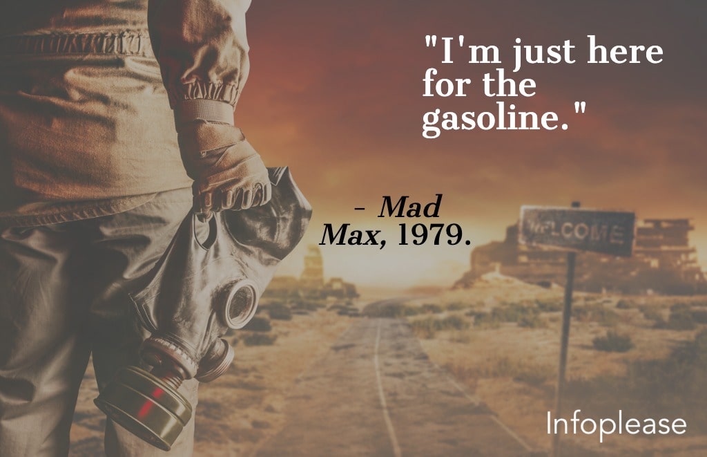 Mad Max quote over an apocalypse gas mask soldier