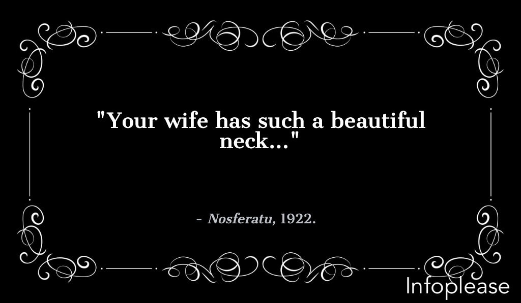 Nosferatu quote over a silent movie dialogue card