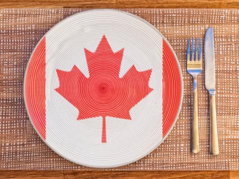 Canadian flag on a dinner plate