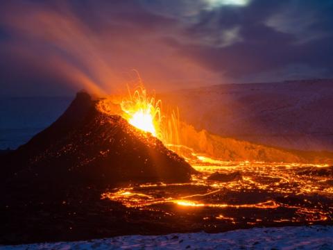 Icelandic volcano erupting