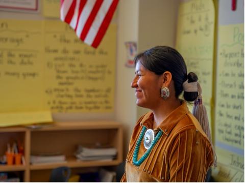 Smiling Native American teacher
