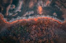 Aerial view of wild fires