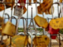 Eiffel Tower through love locks