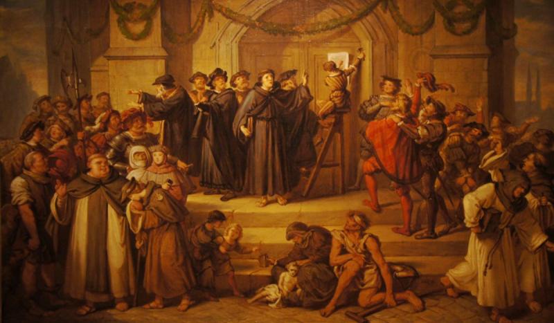 Martin Luther posted the 95 Theses on the door of the Wittenberg Palace church, marking the start of